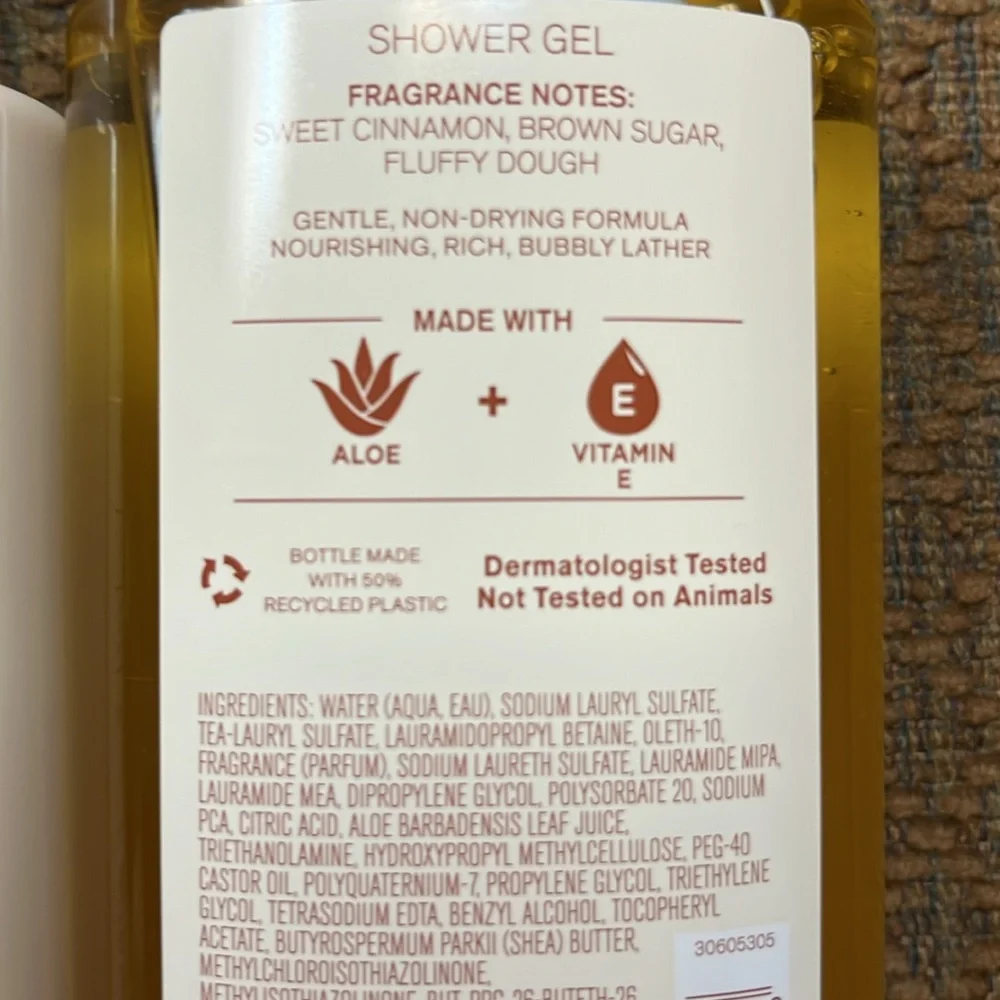 Bath and body cinnamon donut swirl body wash and lotion